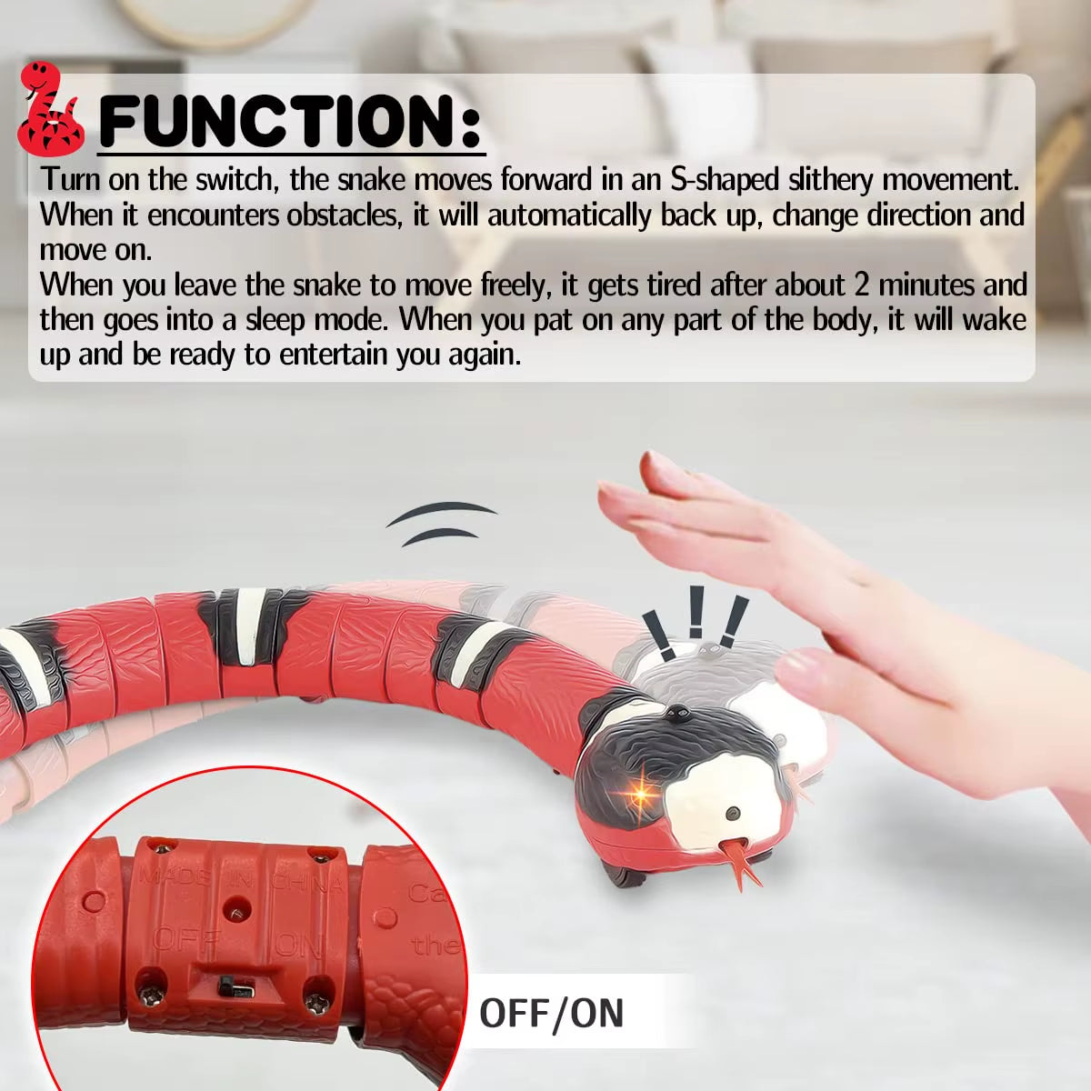 Smart Sensing Snake Cat Toy