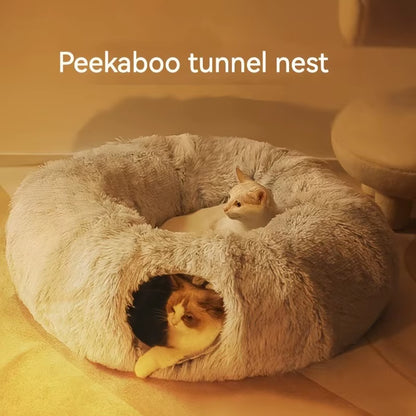 2 In 1 Round Cat Tunnel Bed